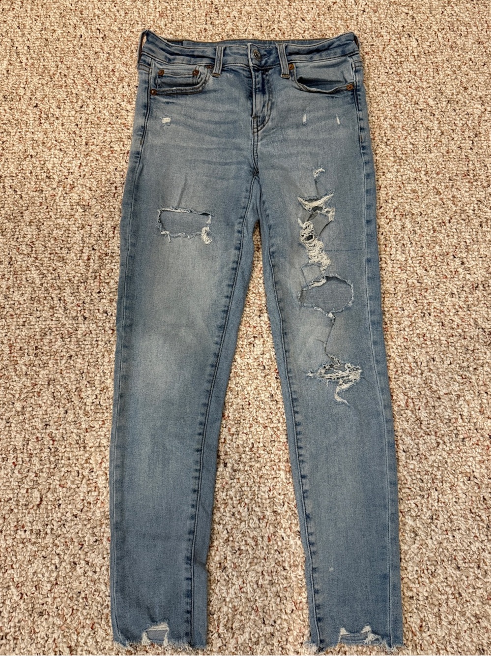 American Eagle Outfitters Light Blue Ripped Skinny Jeans